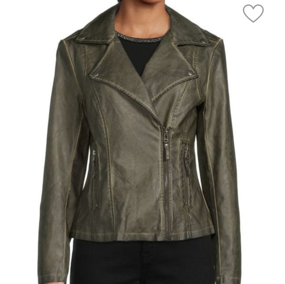 Max Studio Washed Faux Leather Jacket
